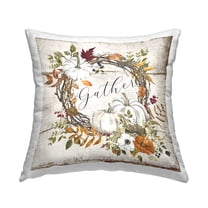 Stupell Industries Gather Autumnal Wreath Decorative Printed Throw Pillow, 18 x 18