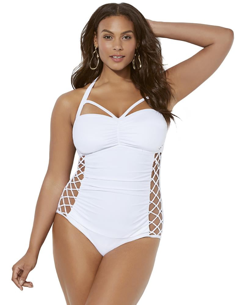Swimsuits For All Women's Plus Size Boss Underwire Piece 12 White - Walmart.com