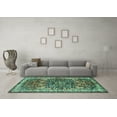 thumbnail image 3 of Ahgly Company Machine Washable Indoor Rectangle Medallion Turquoise Blue Traditional Area Rugs, 2' x 5', 3 of 4