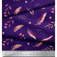 thumbnail image 2 of Soimoi Purple Rayon Crepe Fabric Leaves & Feather Print Fabric by the Yard 46 Inch Wide, 2 of 3