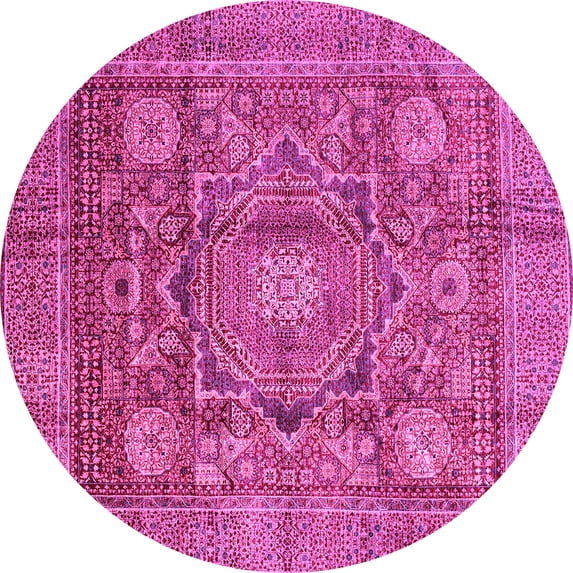Ahgly Company Indoor Round Abstract Pink Modern Area Rugs, 4' Round