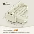thumbnail image 3 of HOMCOM Chaise Sectional Sofa, Corduroy Fabric Corner Couch, Cream White, 3 of 10