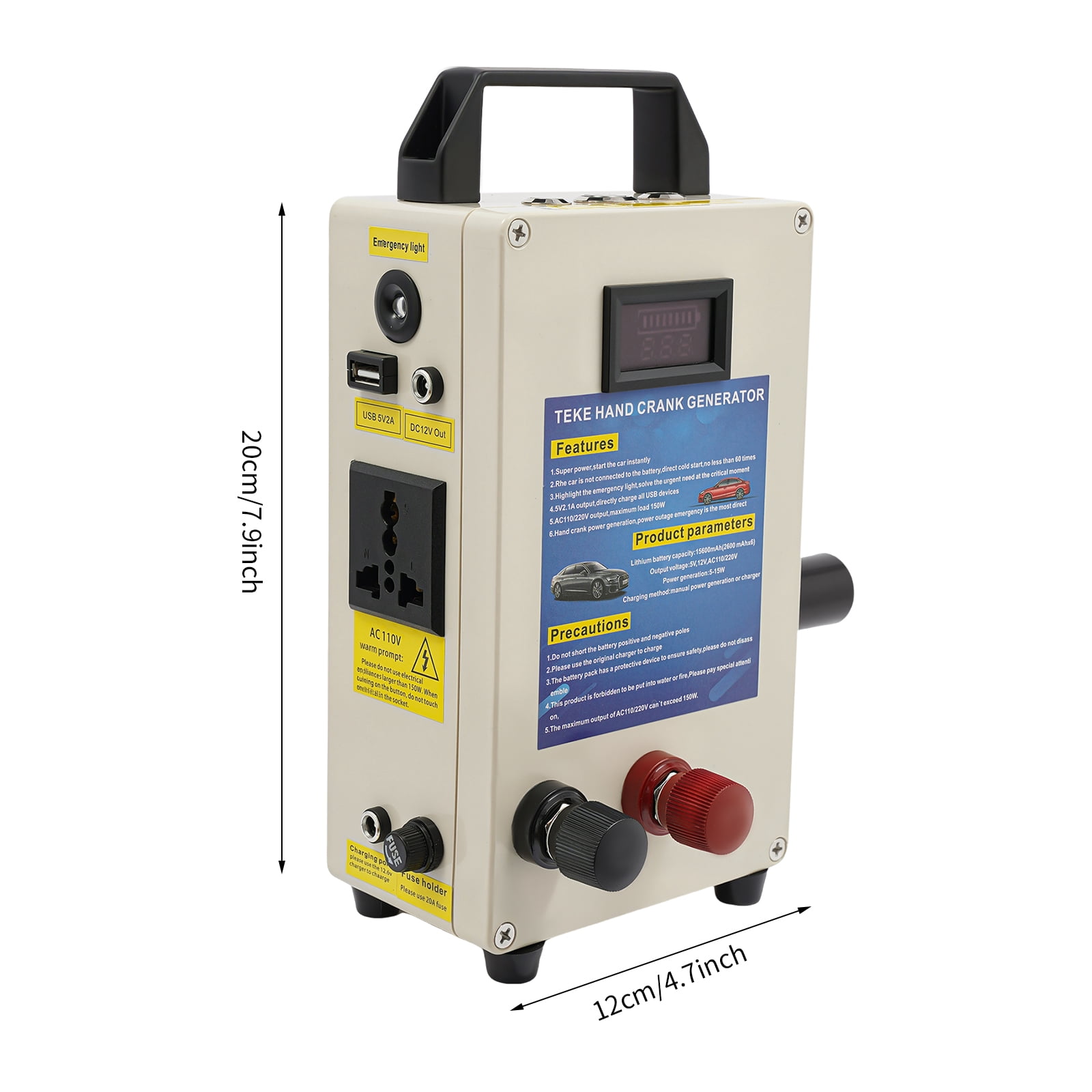 Portable Hand Crank Generator Emergency Power Supply Charger Outdoor Camping