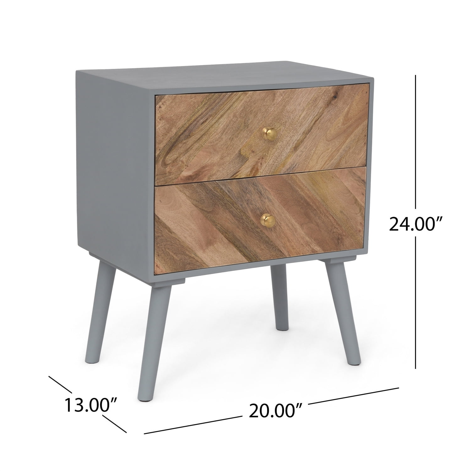 Kepooman Nightstand, Wood Side Table with 2 Drawer, Accent Table with Storage for Bedroom, Living Room, Natural & Grey Kepooman Nightstand, Wood Side Table with 2 Drawer, Accent Table with Storage for Bedroom, Living Room, Natural & Grey
