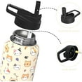 thumbnail image 4 of 32oz Cats Water Bottles with Flip Straw & Spout Lid, Double Wall Stainless Steel Travel Sport Bottle, Cream Gym Gifts for Women Men (1PC), 4 of 6