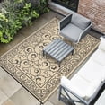 thumbnail image 7 of HIWEAVER 8' x 10' Black/Brown Outdoor Rug PP Plastic Straw Woven Waterproof Patio Rug with Border Portable Outside Carpet for Balcony Deck Picnic Garden Decor, 7 of 7