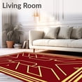 thumbnail image 2 of ODIKA 2'x3' Machine Washable Non-Slip Area Rug, Promenade Art with Gilded Accent Stripes High Traffic Rug with Pad, Red, 604535, 2 of 8