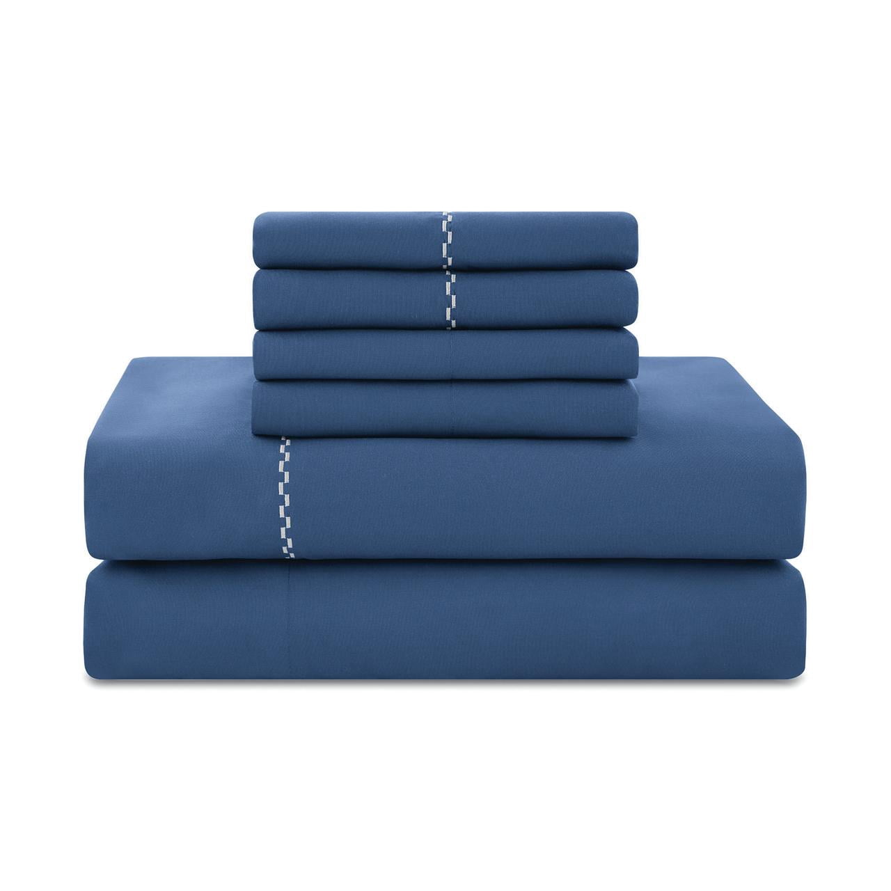 Mainstays All in One Reversible Comforter and Sheet set- 11 Piece, King, Blue Floral