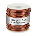 thumbnail image 1 of Alambre de cobre suave 99.9% Uxcell, diámetro de 14 gauge, 92 pies, carrete de 1.1 libras de alambre de cobre puro, 1 of 7