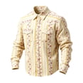 thumbnail image 3 of Aimik Men's Floral Print Fashion Khaki Shirt Vintage Style Turndown Collar Long Sleeve Button Down Shirt for Casaul, 3 of 3