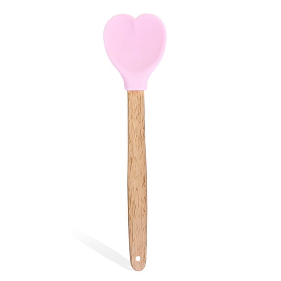 Silicone Stirring Spoon Heart Shape Spatulas with Handle Baking Spatula Silicone Spatulas for Mixing Cooking Baking