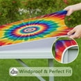thumbnail image 6 of Colorful Rainbow Tie Dye Spiral Pattern Square Fitted Tablecloth with Elastic Edge,Square Table Cover,Washable Elastic Table Cover for Home Kitchen Party Decor 36"x36", 6 of 6