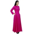 thumbnail image 5 of Bimba Women's Long Sleeve Maxi Mandarin Collar Plain Jilbab Dress With Pockets, 5 of 7
