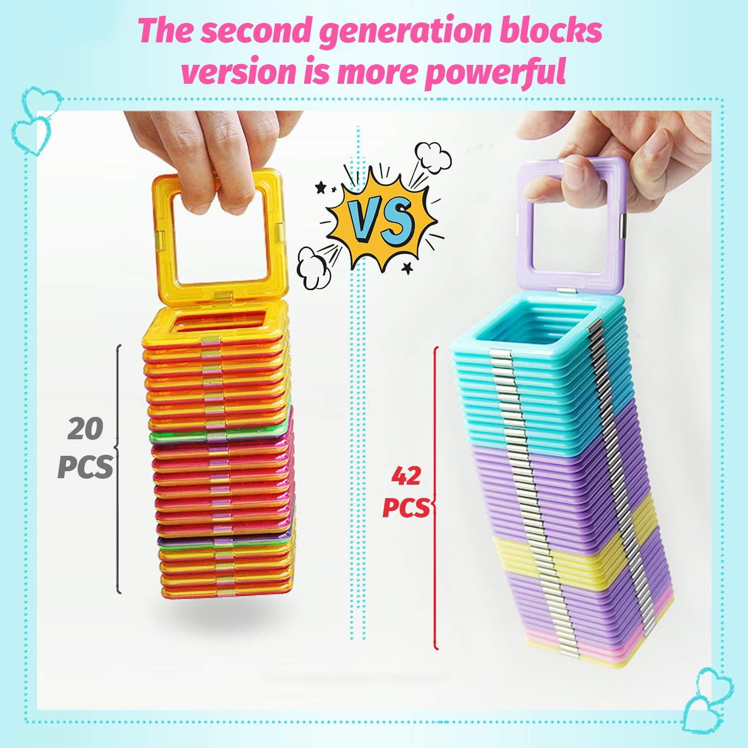 Learning /& Development Magnetic Tiles Building Blocks Kids Toys for 3 4 5 6 7 Years Old Boys Girls Gifts HOMOFY 40PCS Castle Magnetic Blocks