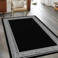 thumbnail image 3 of Black Geometric Large Area Rugs for Bedroom Living Room, Soft Non Slip Carpet Bedside Rug, Country Farm Traditional Chinese Tile Rectangular Floor Cover Kitchen Accent Rug 4'x6' for Office, 3 of 9