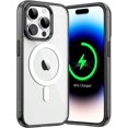thumbnail image 1 of XUCP-Magnetic Case for iPhone 14 Pro 6.1-Inch Compatible with MagSafe Wireless Charging, Shockproof Phone Bumper Cover, Anti-Scratch Clear Back (Black/White), 1 of 4