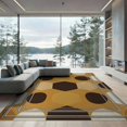 thumbnail image 2 of ODIKA 8'x10' Washable Area Rug Durable, Non-Slip Patchwork Bordered Mosaic Field Abstract Inspired Spotted Tricolor Refined for Living Room, Under Sectional, Family, 2 of 7