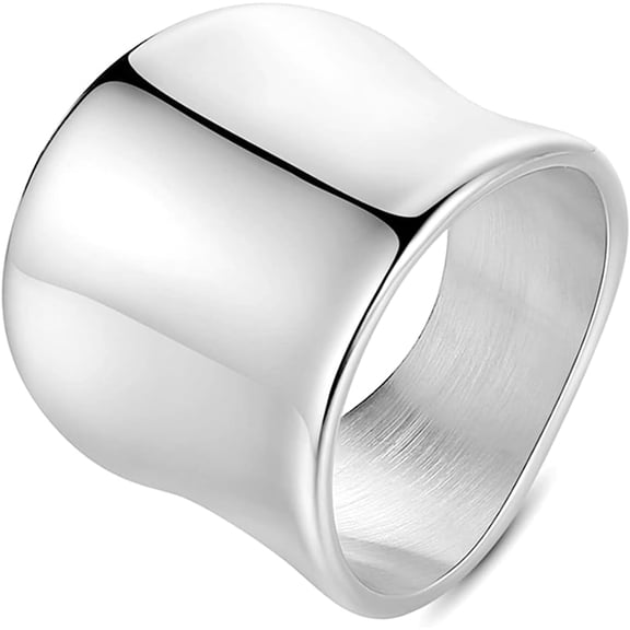 20mm Width Chunky Wide Stainless Steel Wedding Band Statement Promise Anniversary Ring