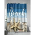 thumbnail image 5 of Fsddascl Blue Starfish Shower Curtain Set - 72" x 78" Washable Bathtub Curtain with 12 Hooks, Coastal Coral Ocean Ombre Brown Wooden Waterproof Fabric Stall Shower Curtains for Bathroom/Bathtub, 5 of 6