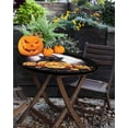 thumbnail image 3 of Fitted Round Tablecloths Table Covers 36-44in,Halloween Scary Pumpkin Ghost Face Waterproof Elastic Edged Table Cloth for Kitchen Dining Holiday Party Tables Decor,Cat with Witch Hat Moon on Black, 3 of 6