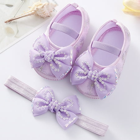 

LYCAQL Baby Shoes Fashion Soft Sole Toddler Shoes Pearl Dress Flower Princess Shoes Toddler Shoes High Neck Shoes for Boys (Purple 3.5 )