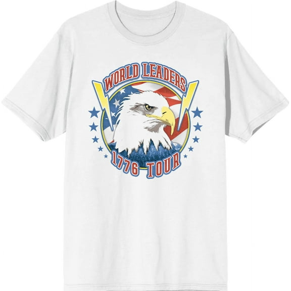 American Eagle World Leaders 1776 Tour Men's White Crew Neck Short Sleeve Tee-Medium