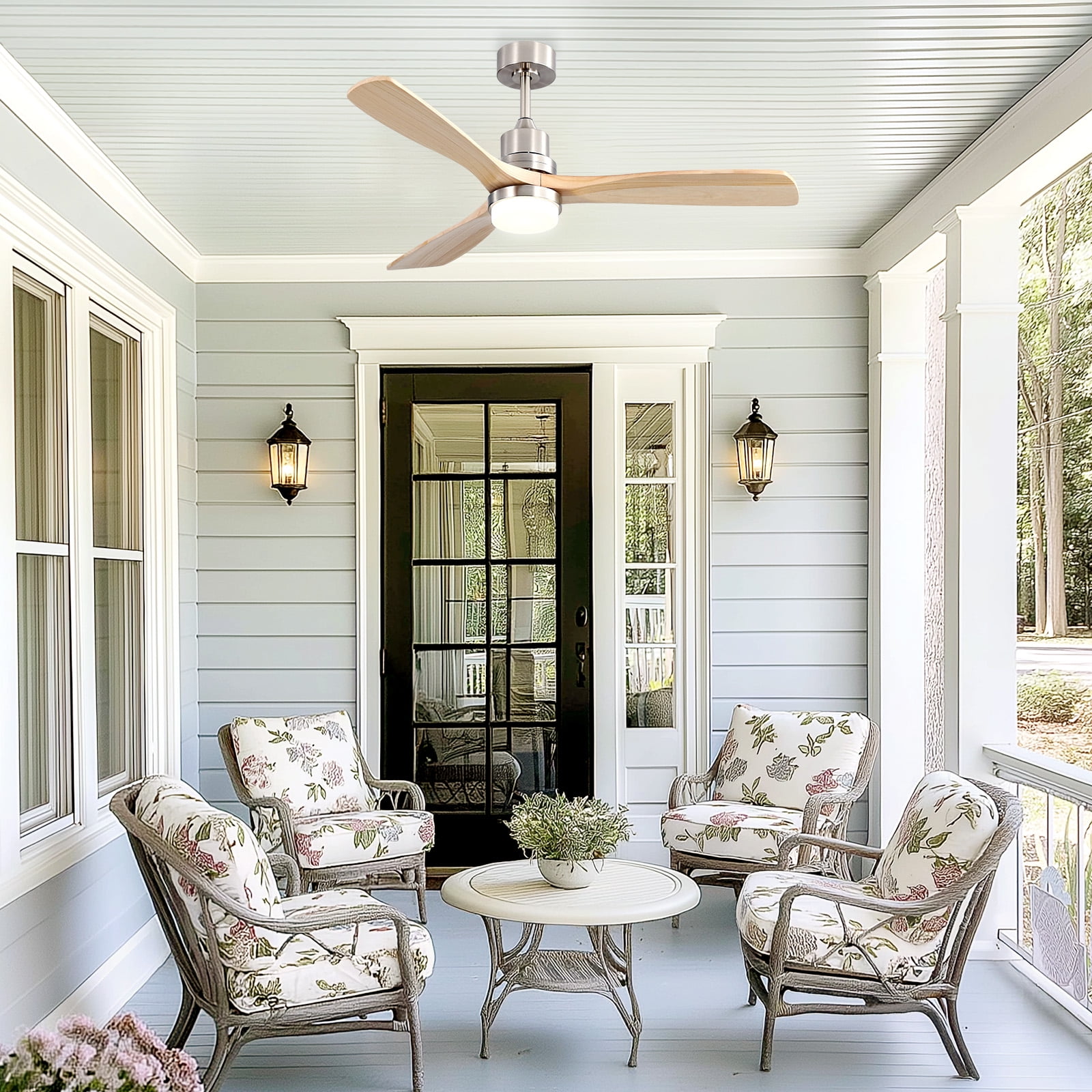 Sofucor 52" Nickel Modern Ceiling Fan with LED Light