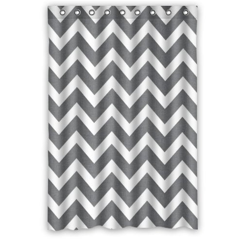 MOHome Grey and White Chevron Zigzag Zig Zag Pattern Pattern Shower