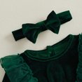 thumbnail image 6 of Cjfdfy Newborn Baby Girl Christmas Fall Outfit Velvet Long Sleeve Ruffle Sheer Tulle Romper Dress And Bow Headband Infant Cute My First Christmas Fall Winter Outfit 0-18M, 6 of 9