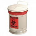thumbnail image 2 of Justrite 05930 Biohazard Waste Can, 10 gallon, foot-operated self-closing cover, White, 2 of 3