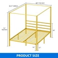 thumbnail image 6 of Dextrus Queen Size Gold Metal Four Poster Canopy Bed Frame-Sturdy 14'' Platform with Built-in Headboard, 6 of 6