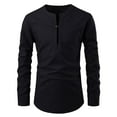 thumbnail image 2 of Mens Long Sleeve Shirts Solid Color Casual Loose Fitting Button Down Collar Trendy Fall Business Blouse Tops,Black 2,XL, 2 of 4