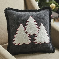 VHC Brands 3 Christmas Trees Black Woven Pillow 12x12