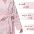 thumbnail image 3 of Enwphrey Pink Women Robe Soft Cozy Warm Bathrobe Ladies Long Fleece Plush Comfy Spa Housecoat Lightweight Robe for Women(L/XL,Light Pink), 3 of 6