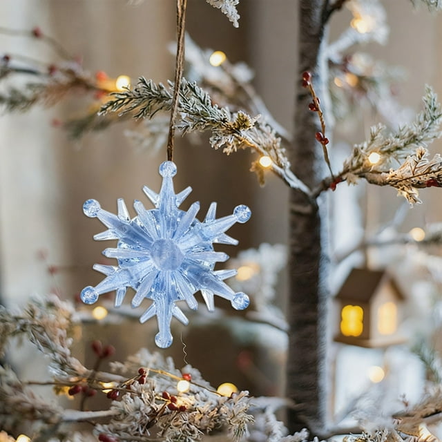 Translucent Blue Snowflake Ornaments for Christmas Tree Decorations Party Wedding Crafts