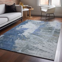 Addison Rugs Mayfield Washable Transitional Modern Blue Rectangle Rug, 8' x 10'