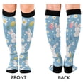 thumbnail image 4 of FORMRS Womens Knee High Socks Casual Long Thick Travel Daily Wear, 2 Pairs, Cartoon Easter Bunnies, 4 of 6