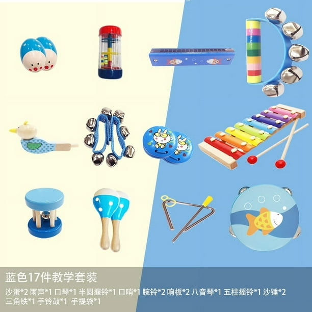 Juego de instrumentos musicales de 19 piezas, instrumento de percusión para niños, material didáctico para educación temprana, música para bebés y jardín de infantes