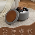 thumbnail image 7 of 24Inch Round Storage Ottoman with Tray, Modern Tufted Fabric Circle Coffee Table with Storage, Upholstered Ottoman with Removable Top for Living Room, Bedroom, Light Grey, 7 of 7