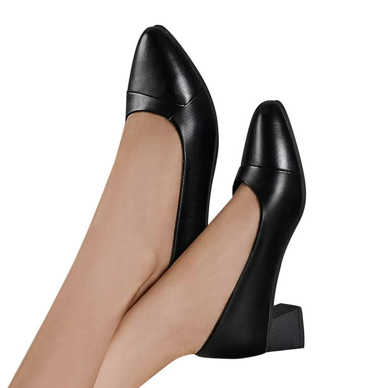 Womens black dress shoes no cheap heel