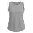thumbnail image 3 of Hngshg Camisoles Grande Taille pour Femmes à Volants Sans Manches Amples Décontractées Col Rond T-Shirts Classiques Été Vacances Sortie Tee, 3 of 9