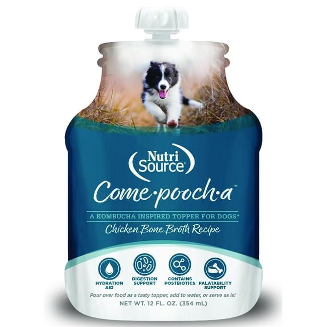 NutriSource Come-Pooch-a Chicken Bone Broth Recipe Topper for Dogs 12 fl oz