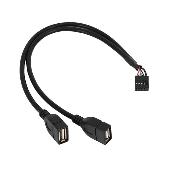30CM 10-pin Motherboard Female to 2-Port USB 2.0 Male Adapter Y-Splitter Cable (10-pin/2AM)