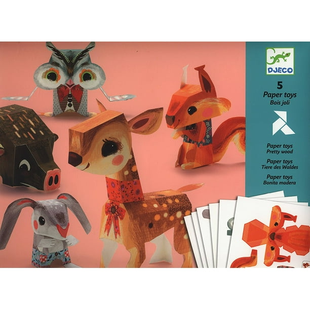 Djeco / Folded Paper Toy Kit, Pretty Woodland Animals 