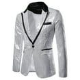 thumbnail image 2 of UVEASISHA Dress Jackets for Men Sequin Slim Fit Stylish Blazer One Button Lightweight Fashion Party Suit Jacket Formal Dinner Prom Coats Back to College Sale,Silver,L, 2 of 5
