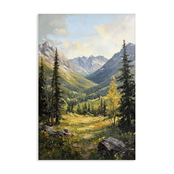 Stupell Industries Farmhouse Mountain Refuge in Golden Valley Canvas Art, 16 x 24, by Petals Prints Design