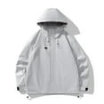 thumbnail image 5 of gbyLJF Women's Solid Color Windbreaker Jackets Waterproof and Windproof Hooded Jacket Large-sized Hiking Coat Unisex style, 5 of 6