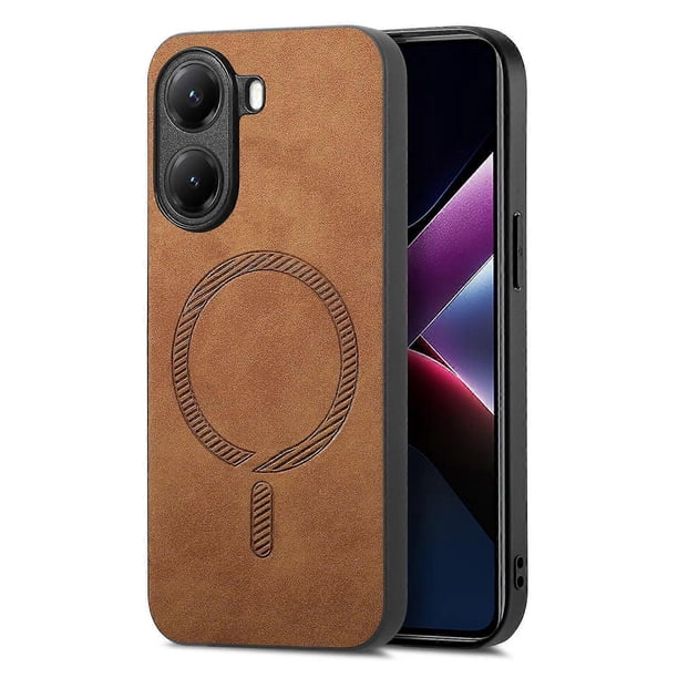 For Xiaomi Poco X7 Pro 5G Leather Back Case Compatible with MagSafe Skin-touch Phone Cover - Green