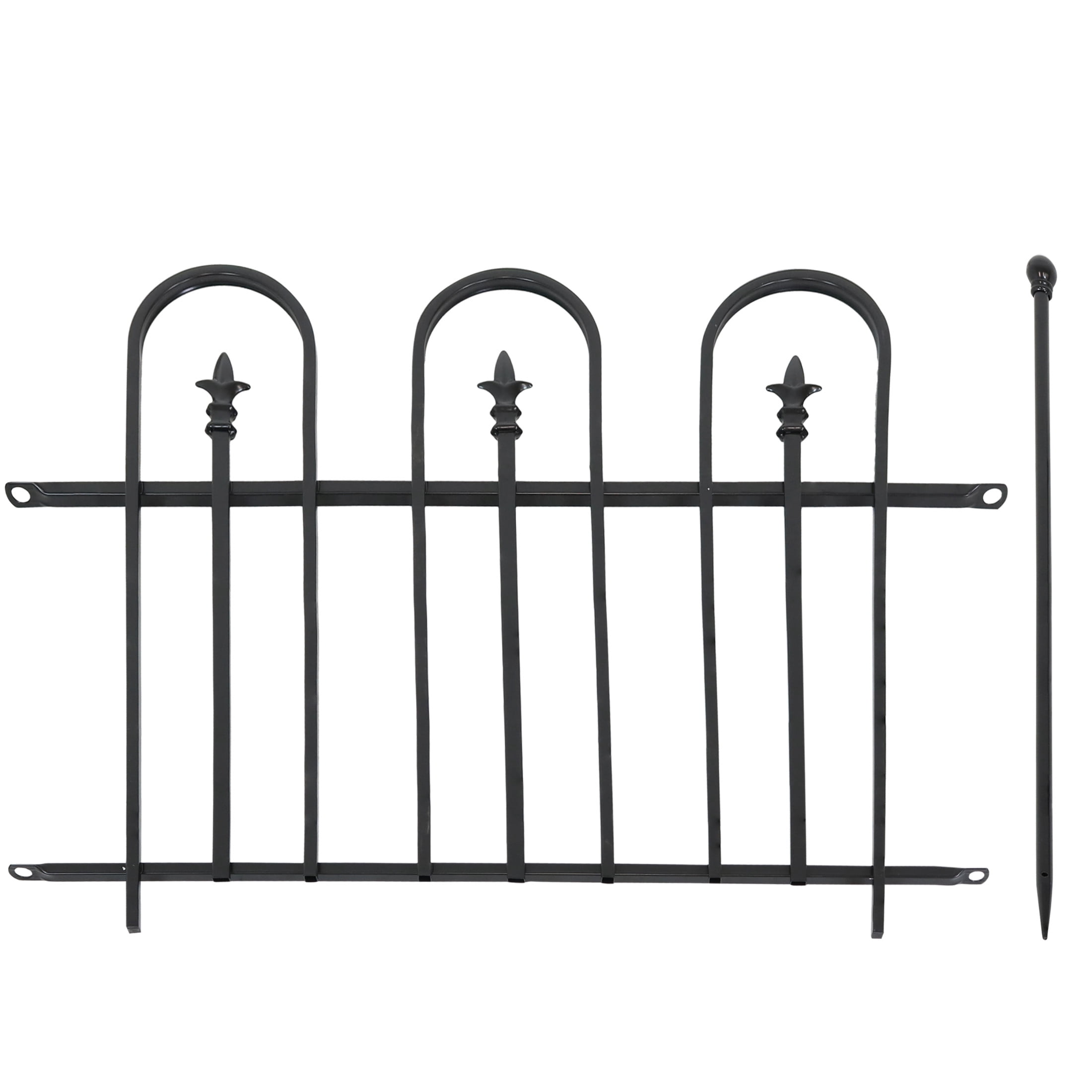 Sunnydaze Strasbourg 30.5" x 37.5" Black Steel Decorative Garden Fence Panels (2 Count)