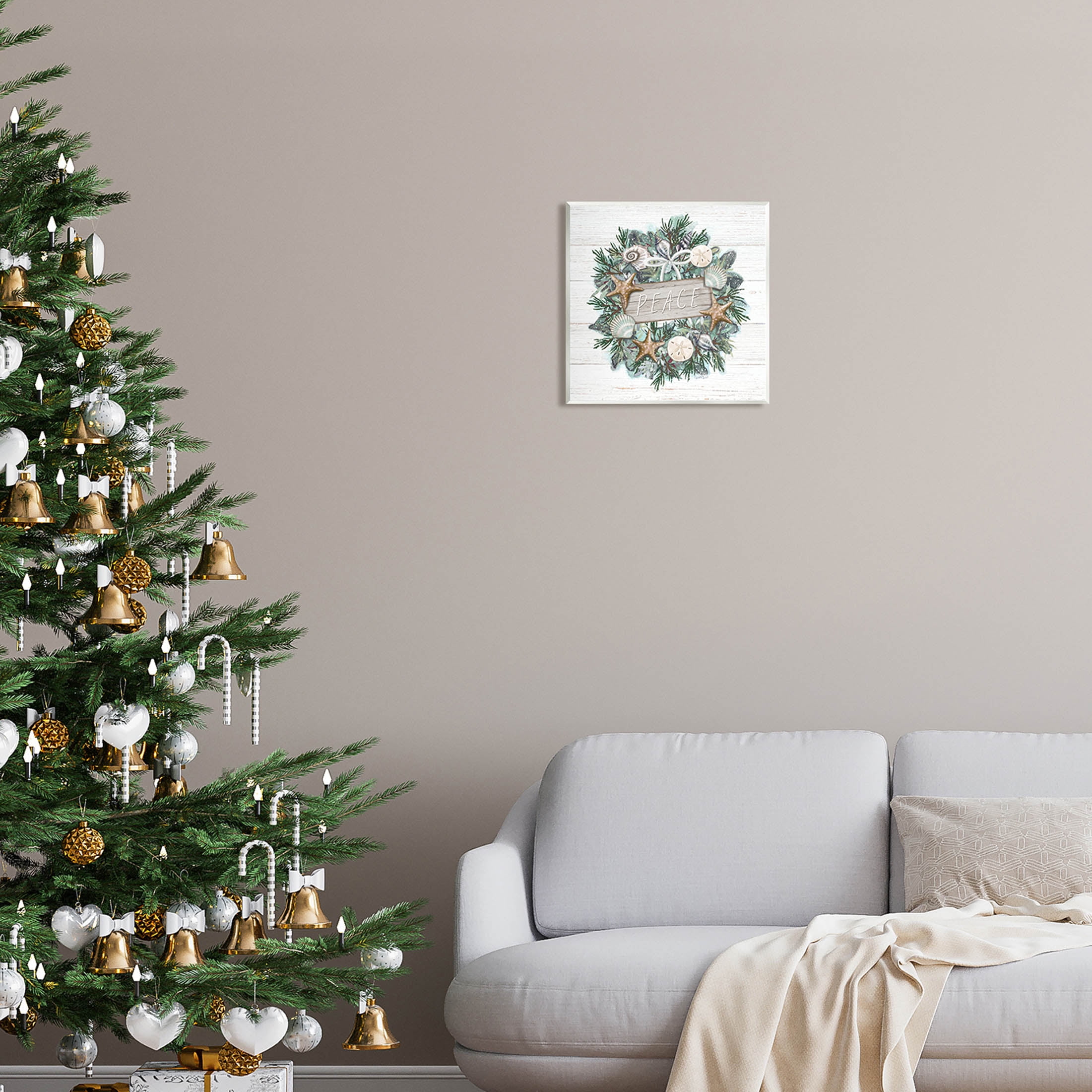 Stupell Industries Sea Life Holiday Peace Wreath Graphic Art Unframed Art Print Wall Art, Design by Elizabeth Tyndall